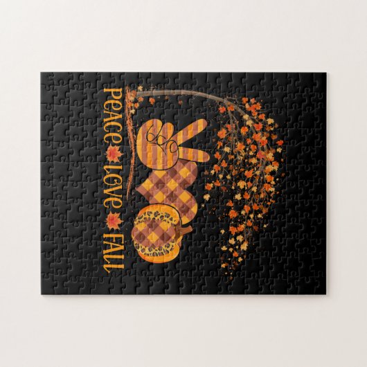 Peace Liebe Fall Pumpkin Autum Happy Fall Puzzle (Horizontal)