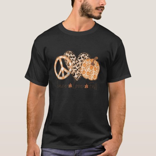 Peace Liebe Fall Pumpkin Kariert Family Pajama Dan T-Shirt (Vorderseite)