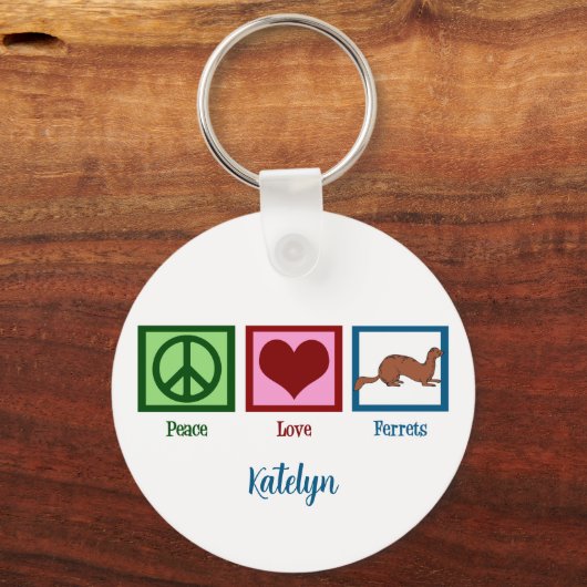 Peace Liebe Ferrets Schlüsselanhänger (Vorderseite)