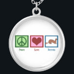 Peace Liebe Ferrets Versilberte Kette<br><div class="desc">Dieses coole Frettchen-Geschenk besticht durch ein niedliches Schild,  ein Herz und ein Haustier. Peace Liebe Frettchen Geschenk.</div>