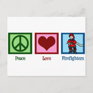Peace Liebe Feuerwehrleute Postkarte