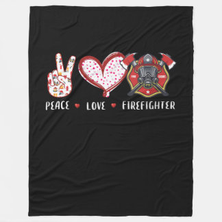 Peace Liebe Feuerwehrliebhaber | Brandgeschenke Fleecedecke