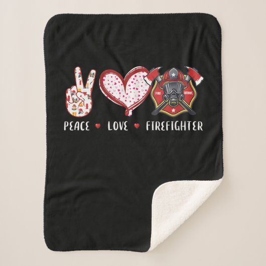 Peace Liebe Feuerwehrliebhaber | Brandgeschenke Sherpadecke (Vorderseite)