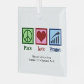 Peace Liebe Finance Customizable Bank Christmas Ornament Aus Glas (Vorderseite links)