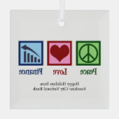 Peace Liebe Finance Customizable Bank Christmas Ornament Aus Glas (Rückseite)