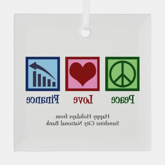 Peace Liebe Finance Customizable Bank Christmas Ornament Aus Glas (Rückseite)
