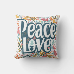 Peace Liebe Floral Kissen