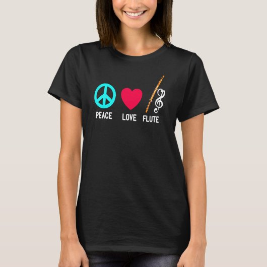 Peace Liebe Flute Player Music Retrieval Marching T-Shirt (Vorderseite)