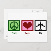 Peace Liebe Fly Postkarte (Vorne/Hinten)
