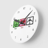 Peace Liebe Fly Runde Wanduhr (Winkel)