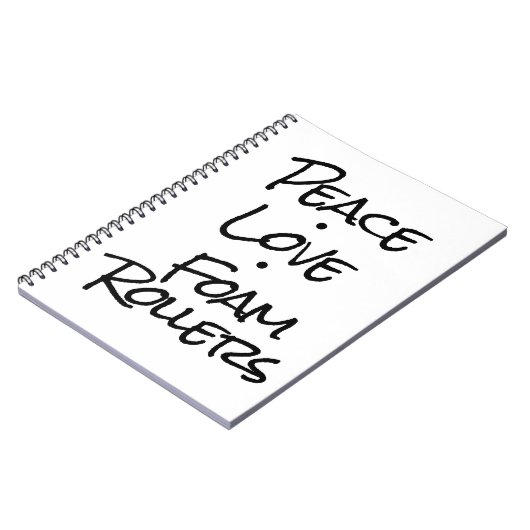 Peace Liebe Foam Rollers Spiral Notebook Notizblock (Linke Seite)