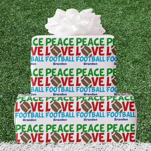 Peace Liebe Football Custom Christmas Geschenkpapier