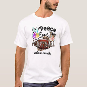 Peace Liebe Football Oma Life Mama Oma Leopa T-Shirt