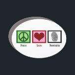 Peace Liebe Forensic Science Forensics Labrador Auto Magnet<br><div class="desc">Peace Liebe Forensics Auto Magnet mit einem Friedenszeichen,  Herz und Fingerabdruck für einen Detektiv,  der an der Tatort-Untersuchung arbeitet. Cooles Geschenk des Forensiker.</div>