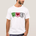 Peace Liebe Forensics Science Fingerprint T-Shirt<br><div class="desc">Wenn Sie forensische Wissenschaft faszinierend finden,  ist dies das perfekte Design. Es verfügt über ein Friedenszeichen,  Herz und Fingerabdruck. Peace Liebe Forensics T - Shirt für einen Wissenschaftler.</div>