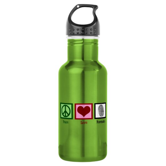 Peace Liebe Forensik Edelstahlflasche (Vorderseite)