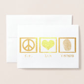 Peace Liebe Forensik Schönes Gold Folienkarte (Vorderseite mit Umschlag)