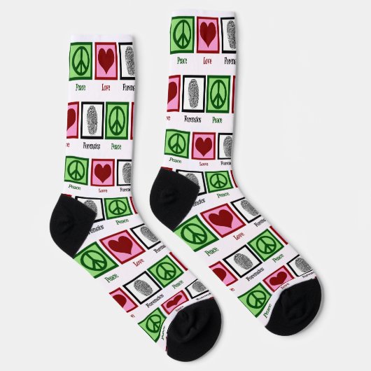 Peace Liebe Forensik Science Cool Fingerprint Socken (Rechts)