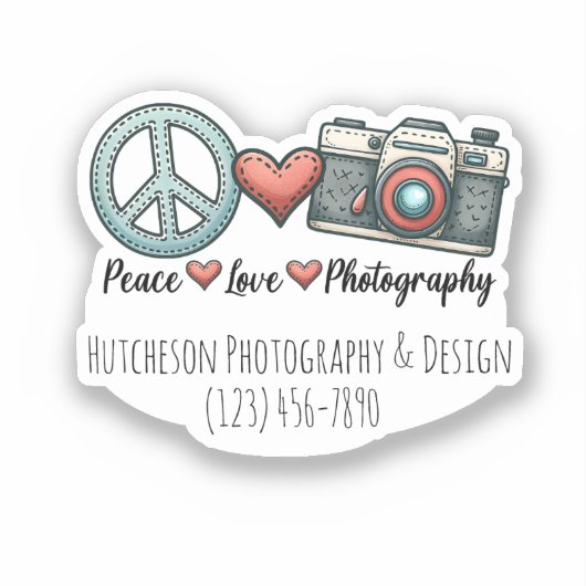Peace Liebe Fotografy Camera Gift Aufkleber (Vorderseite)