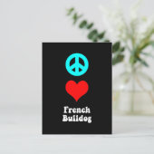 Peace Liebe French Bulldog Postkarte (Stehend Vorderseite)
