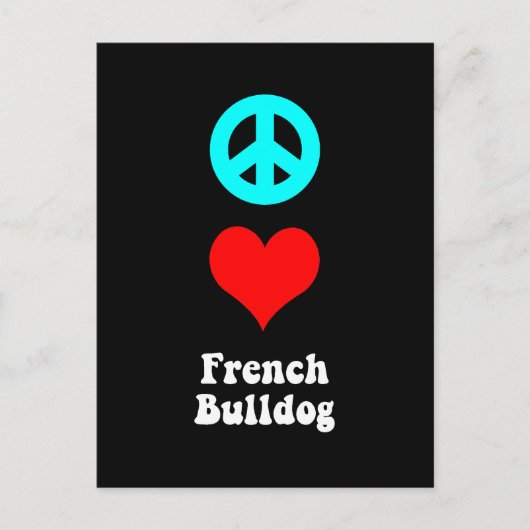 Peace Liebe French Bulldog Postkarte (Vorderseite)