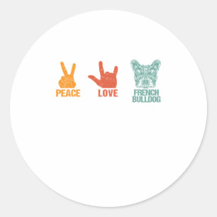 Peace Liebe French Bulldog Vintag Dog Lovers Runder Aufkleber