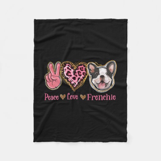 Peace Liebe Frenchie Fun Hund Mama Mütter Tag Fleecedecke (Vorderseite)