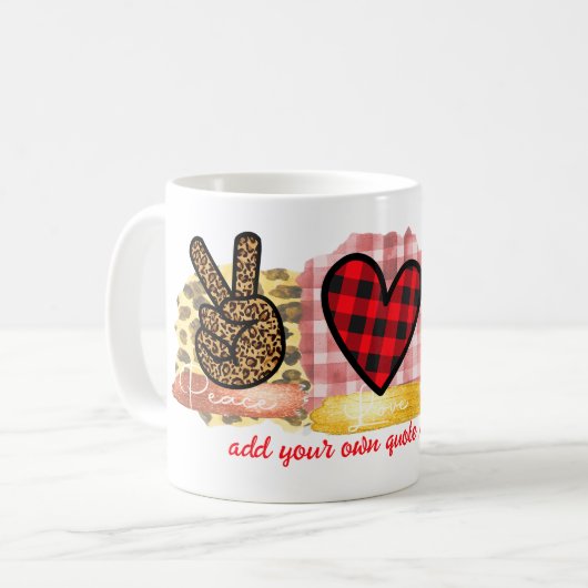Peace Liebe Frenchie Niedlicher französischer Bull Kaffeetasse (Vorderseite Links)