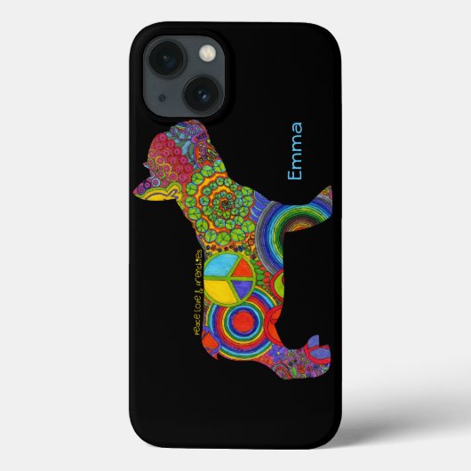 "Peace Liebe & Frenchies" Pop Art iPhone Case (Rückseite)