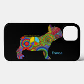 "Peace Liebe & Frenchies" Pop Art iPhone Case (Rückseite (Horizontal))