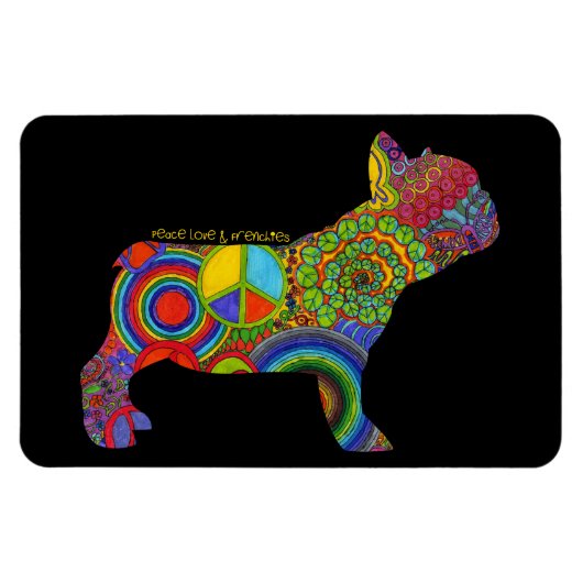 "Peace Liebe & Frenchies" Pop Magnet für (Horizontal)