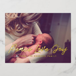 Peace Liebe Freude am modernen Foto Folien Feiertagspostkarte