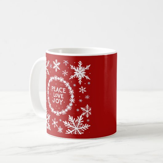Peace Liebe Freude am Weihnachtsfest Kaffeetasse (Vorderseite Links)