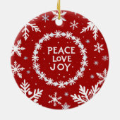 Peace Liebe Freude am Weihnachtsfest Keramik Ornament (Hinten)