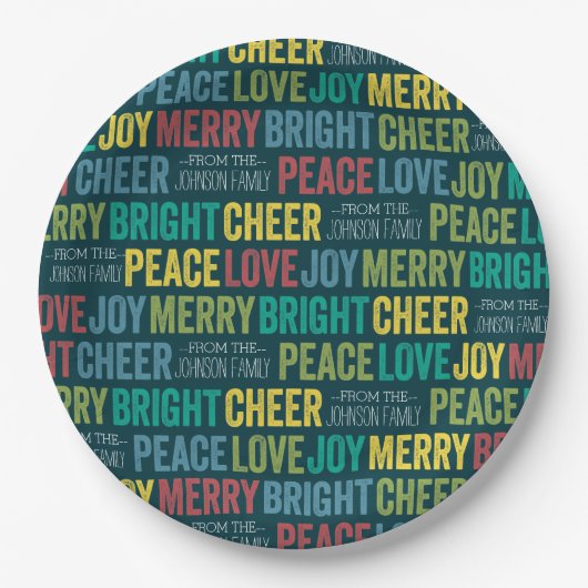 Peace Liebe Freude beim Zubereiten eines benutzerd Pappteller (Vorderseite)