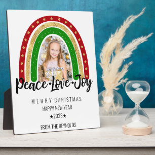 Peace Liebe Freude Frohe Weihnachts Rainbow Foto Fotoplatte