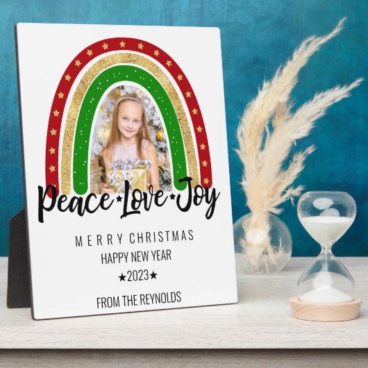 Peace Liebe Freude Frohe Weihnachts Rainbow Foto Fotoplatte (Seite)
