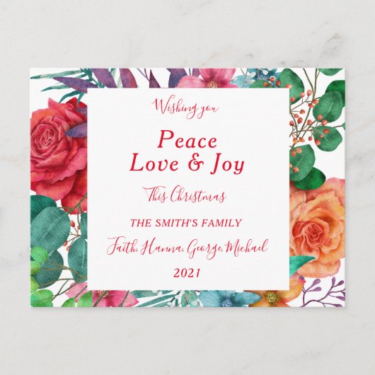 Peace Liebe Freude frohe Weihnachtspostkarte Postkarte (Vorderseite)