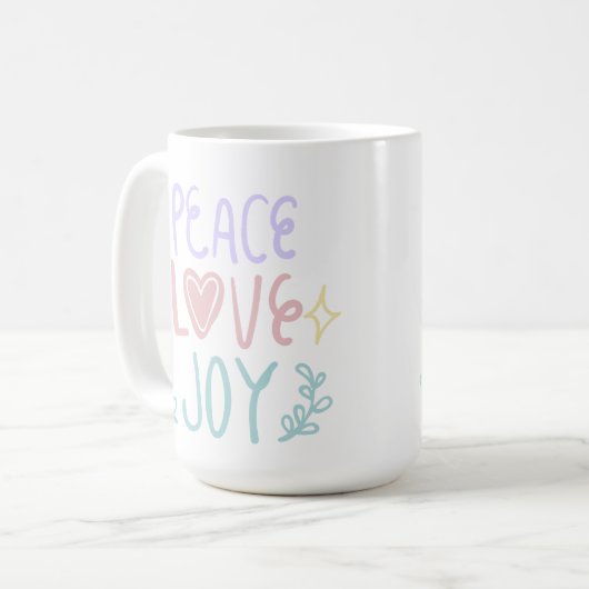 Peace Liebe Freude 😁 Kaffee Tasse 15oz (Vorderseite Links)