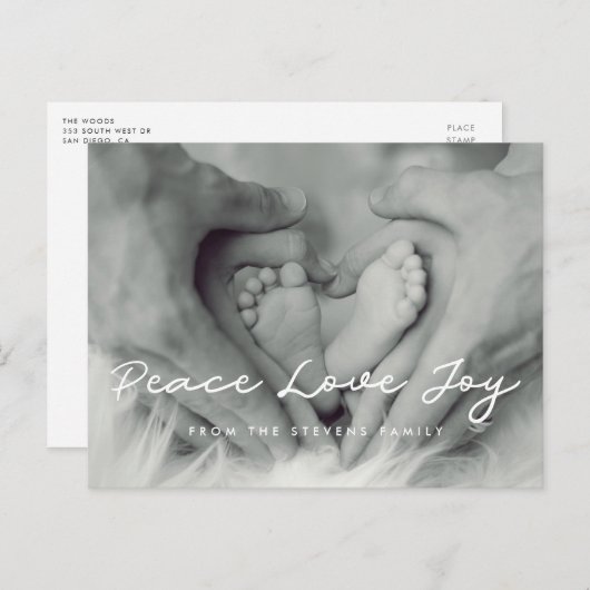 Peace Liebe Freude Minimalistisches Foto Postkarte (Vorne/Hinten)