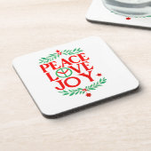 Peace Liebe Freude Weihnachten Feiertag Getränkeuntersetzer (Linke Seite)