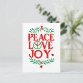 Peace Liebe Freude Weihnachten Feiertag Postkarte (Stehend Vorderseite)