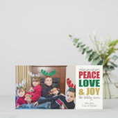 Peace Liebe & Freude Weihnachten Fotokarten (Stehend Vorderseite)