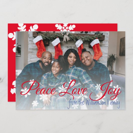 Peace Liebe Freude Weihnachten Ihr Foto Rotes Skri (Vorne/Hinten)