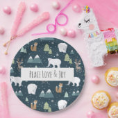 Peace Liebe & Freude Weihnachten Tiere Muster Pappteller (Party)