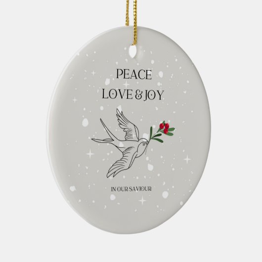 Peace Liebe Freuen Weihnachten Faith Bird Berries Keramik Ornament (Rechts)