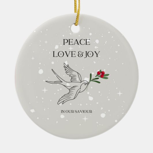 Peace Liebe Freuen Weihnachten Faith Bird Berries Keramik Ornament (Vorne)
