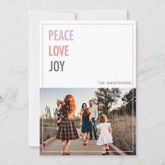 Peace Liebe Freuen Weihnachten Foto Weihnachtskart (Vorderseite)