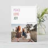 Peace Liebe Freuen Weihnachten Foto Weihnachtskart (Stehend Vorderseite)