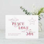 Peace Liebe Freuen Weihnachten Weihnachts-Fotokart (Stehend Vorderseite)